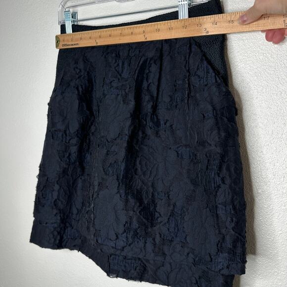 H&M Black Tiered Burnout Jacquard Weave Lace Pockets Back Zip Mini Skirt 8 - Picture 10 of 10